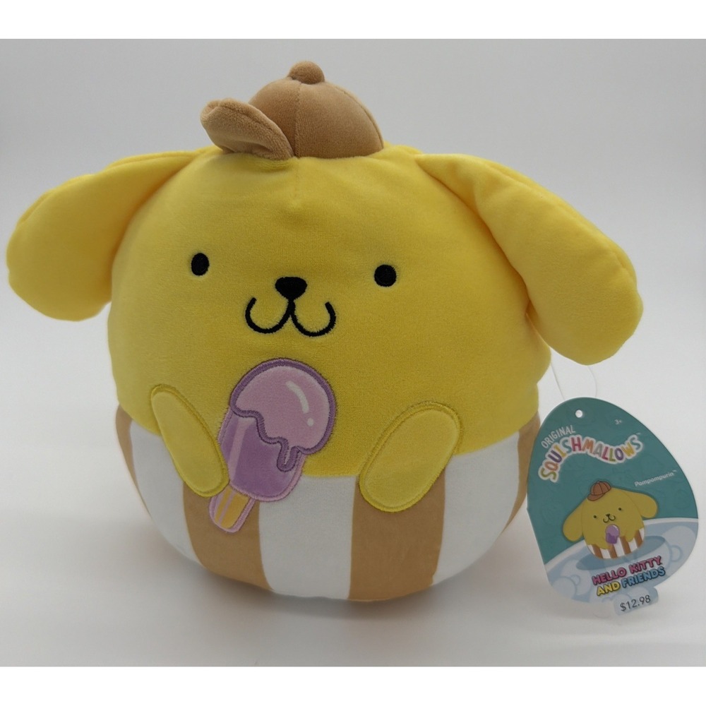 Squishmallows Sanrio Pompompurin Holding Ice Cream Summer Plush 8"H (NWT)